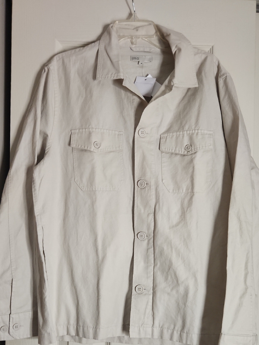 Men's Cream Button-Up Utility Jacket